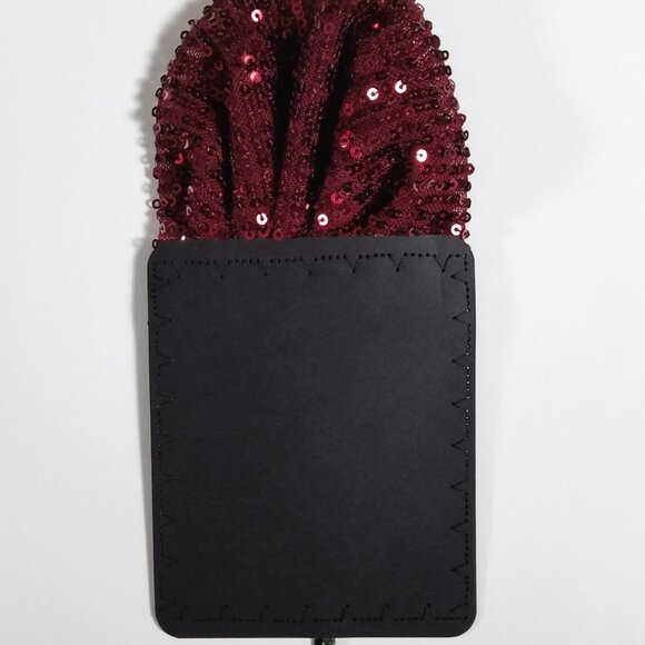 New - Men's Sequin Pre-Folded Pocket Square Insert - Burgundy - Picture 3 of 4